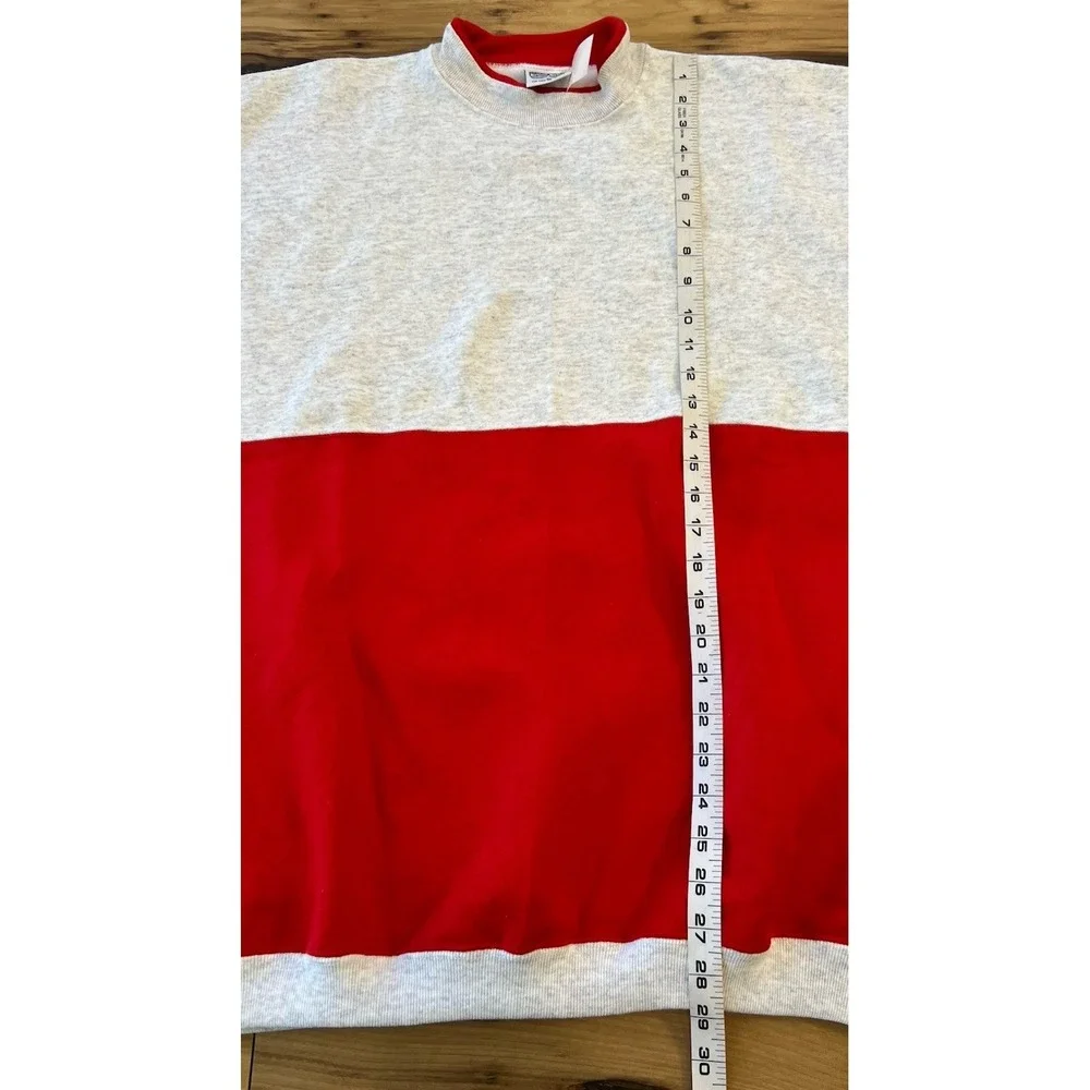 Vintage 20/20 Sport Sweatshirt Mens XL Colorblock Red Gray Crewneck NWT